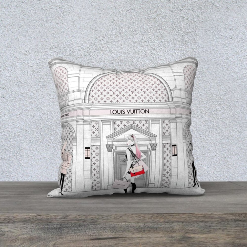 LOUIS VUITTON BLACK PINK PILLOW